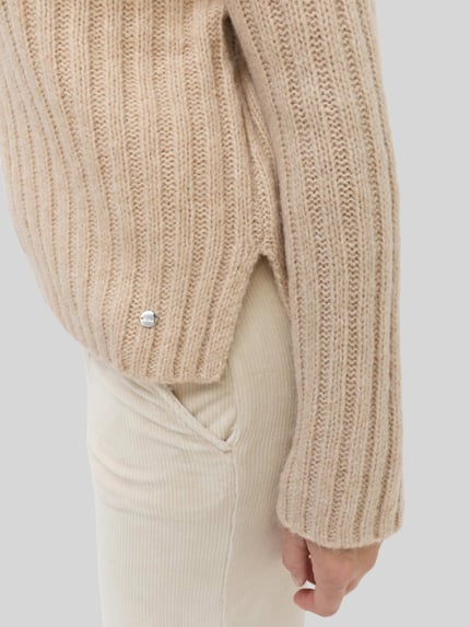 Brax Pullunder aus Wolle mit Seitenschlitzen Modell 'Lea' Beige 3