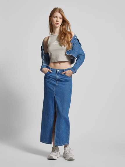Low Lights Studios Korte top met labelprint, model 'SUPERSTAR' Lichtgrijs - 1