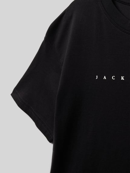 JACK & JONES T-shirt met labelprint model 'ESTAR' Zwart - 2