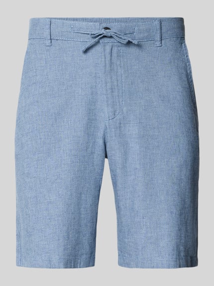 Selected Szorty chino o kroju regular fit z mieszanki bawełny i lnu model 'BRODY' Niebieski melanż 2