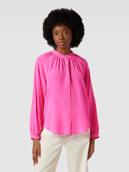 Tonno & Panna Seidenbluse in unifarbenem Design Modell 'Birteton' Pink 4