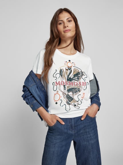 MOS MOSH T-shirt met labelprint, model 'HALLIN' Wit - 3