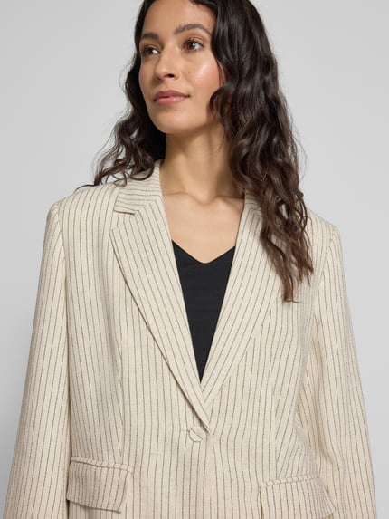 YAS Regular Fit Blazer aus Viskose-Leinen-Mix Modell 'LIRU' Offwhite 3