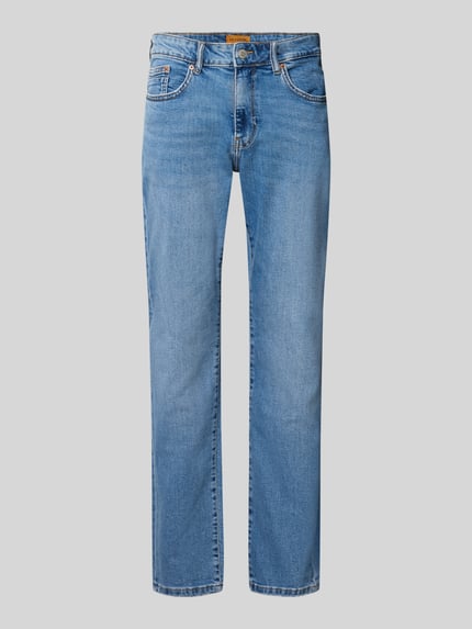 Productfoto, lichtblauwe Regular Fit Jeans uit mix van katoen, model 'WEFT' van ONLY voor Heren, gelijkmatige textuur