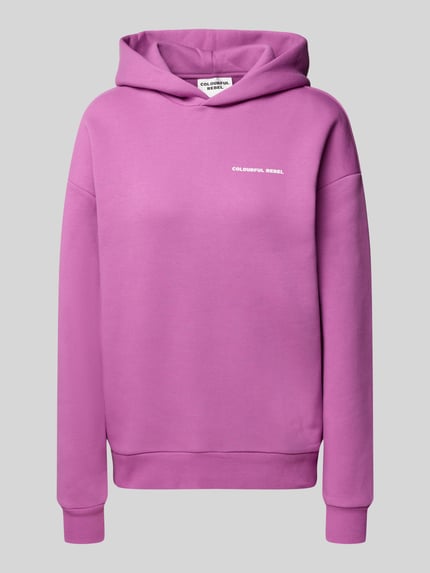 Colourful Rebel Bluza o kroju relaxed fit z kapturem i detalem z logo Fuksjowy 2