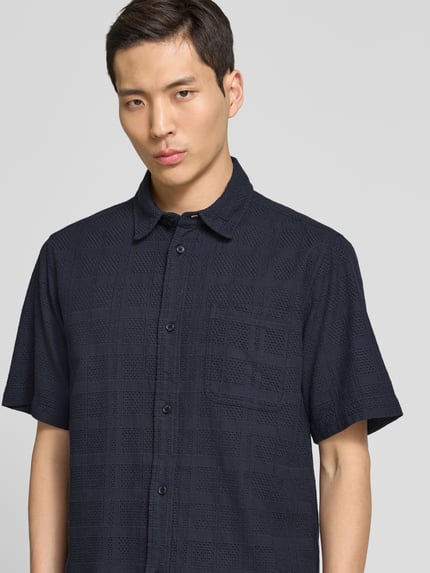 Les Deux Regular Fit Freizeithemd mit 1/2-Arm Modell 'Charlie' Dunkelblau 3