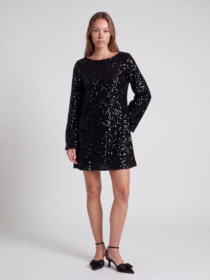 PIECES Paillettenkleid mit Rückenausschnitt Modell 'PCKAMMY' Black 1