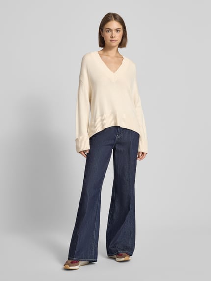 Gina Tricot Sweter z dzianiny o kroju loose fit z dodatkiem wełny Złamany biały 1