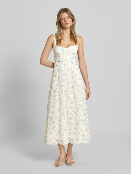 Bardot Cocktailkleid mit Lochstickerei Hellblau 4
