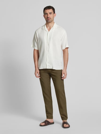 Selected Slim Tapered Fit Hose mit Leinen-Anteil Modell 'BRODY' Oliv 1