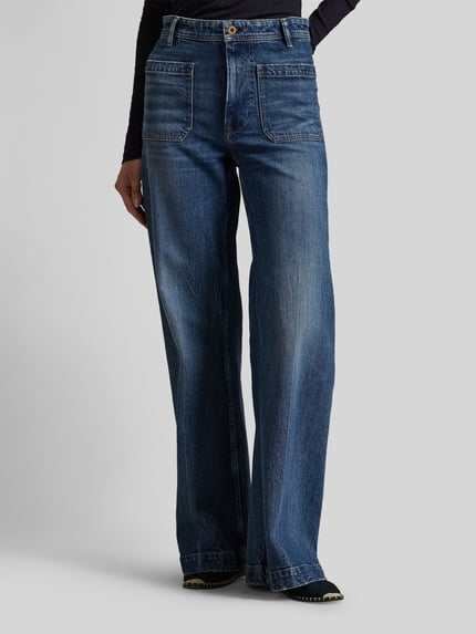Polo Ralph Lauren Wide Leg Jeans aus Baumwoll-Mix mit aufgesetzten Taschen Jeansblau 4