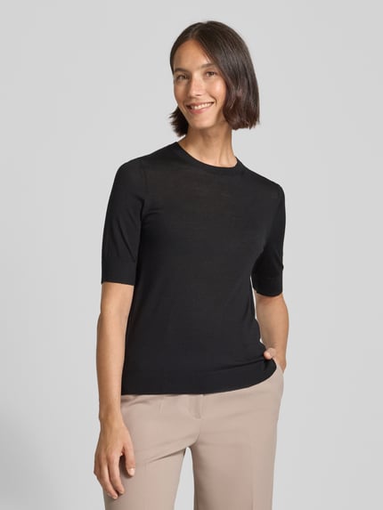 BOSS Regular fit pullover van zuivere scheerwol, model 'FARBELLA' Zwart - 4
