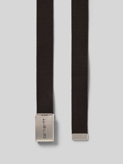 Productfoto, zwarte Dames riem met logodetail, structuurpatroon, Model 'Chrome', clipsluiting, Breedte maat 1: 3 cm, van Carhartt Work In Progress