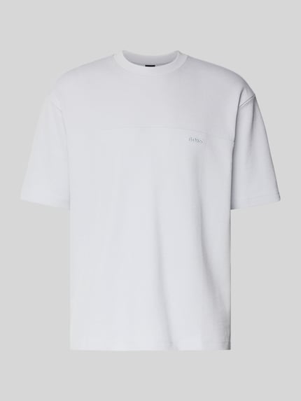 Produktfoto, weißes Regular Fit T-Shirt aus Baumwoll-Mix Modell 'TE_HIVE' von BOSS Orange, Optik: Unifarben, Struktur, Label-Detail.