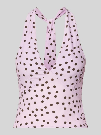 top met halter van viscose in all-over look model 'Fleur' Shop The Look MANNEQUINE