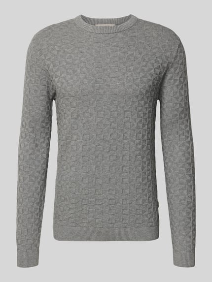 ONLY & SONS Regular Fit Strickpullover mit Strukturmuster Modell 'KALLE' Hellgrau 2