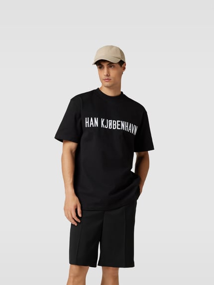 HAN Kjobenhavn T-shirt met labelstitching Zwart - 4