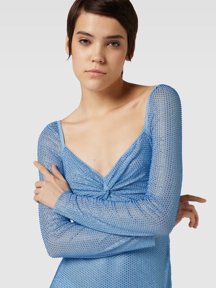 Self-Portrait Maxi-jurk met strass-steentjes Blauw - 3