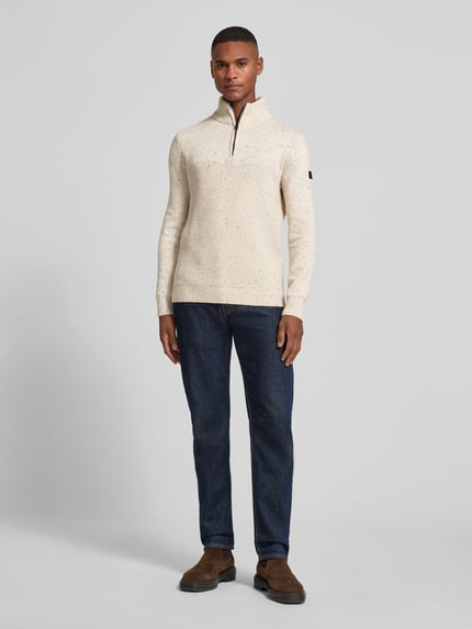 Tom Tailor Regular Fit Troyer aus Baumwoll-Mix Offwhite 1