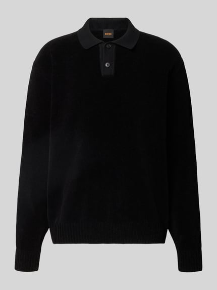 BOSS Orange Sweter z kołnierzykiem polo Kipolo Czarny 2