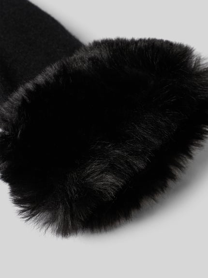 EEM Slim fit handschoenen van wolmix met imitatiebont Zwart - 2