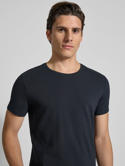 Casual Friday T-Shirt mit geripptem Rundhalsausschnitt Marine 3