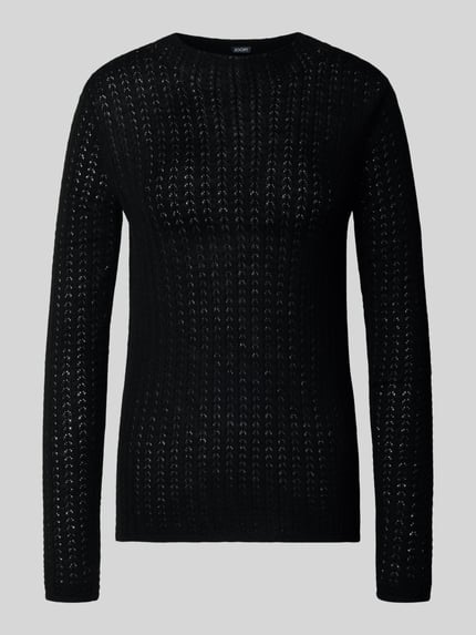 Produktfoto, schwarzer Regular Fit Pullover aus reiner Wolle Modell 'Kava' von JOOP!, fein strukturierte Oberfläche, Damen Pullover von JOOP!