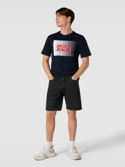 JACK & JONES T-Shirt mit Label-Print Modell 'CORP' Dunkelblau 1