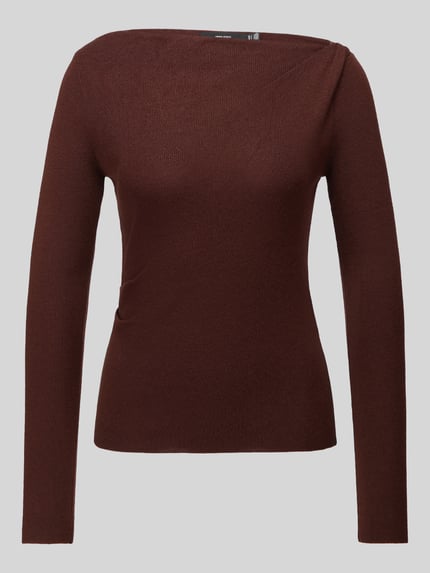 VERO MODA Langarmshirt mit U-Boot-Ausschnitt Mittelbraun 2