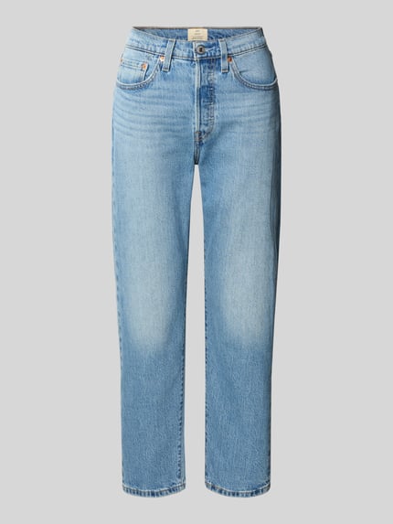 Levi's® Jeansy o kroju straight fit z wpuszczanymi kieszeniami model ‘501 CROP’ Ciemnoniebieski 2