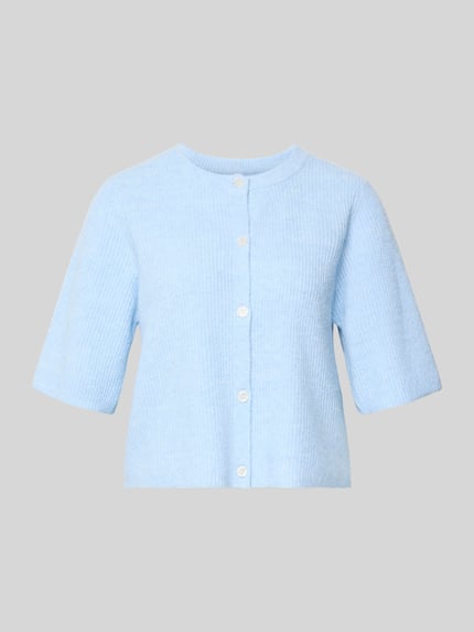 PIECES Regular Fit Strickjacke mit Woll-Anteil Modell 'SILLY' Hellblau Melange 2