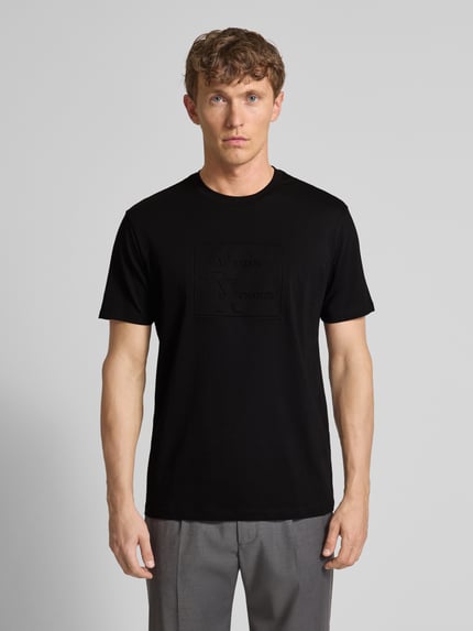 Armani Exchange T-shirt z prążkowanym okrągłym dekoltem Czarny 4