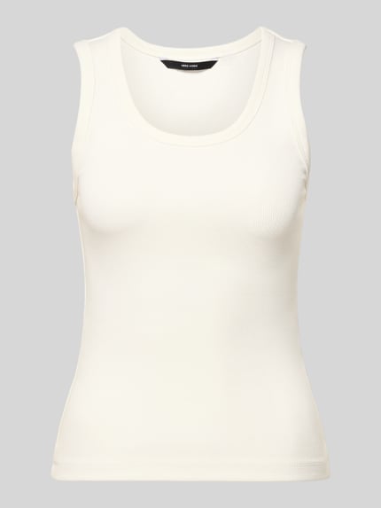 Produktfoto, Slim Fit Top aus katoenmix model 'CHLOE' van Vero Moda, look: effen, u-hals, fijnrib, materiaalverwerking katoenmix