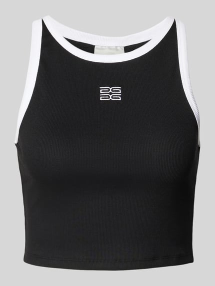 Gestuz Korte top met labelstitching, model 'drew' Zwart - 2