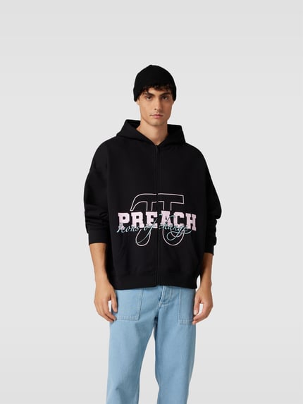 Preach oversized sweatjack met labelprint Donkergrijs - 4