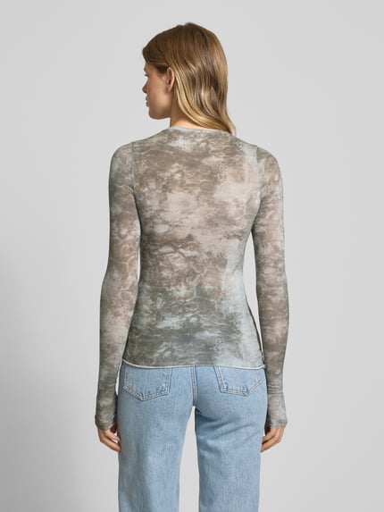 Weekday Longsleeve mit geripptem Rundhalsausschnitt Modell 'Nico' Mittelgrau 5