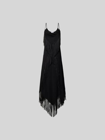 Rabanne Midikleid mit Ausfransungen Black 2