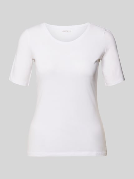 Jake*s Casual Slim Fit T-Shirt aus reiner Baumwolle Weiss 2
