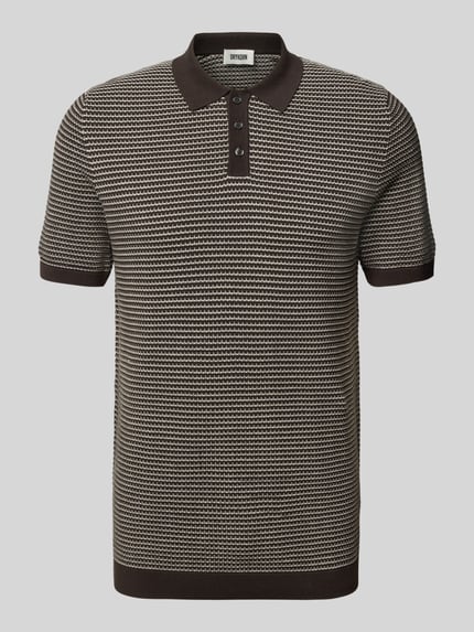 Produktfoto, Slim Fit Strick-Poloshirt in Two-Tone-Machart Modell 'Triton' van Drykorn, heren poloshirt van puur katoen, ruglengte maat M 69 cm