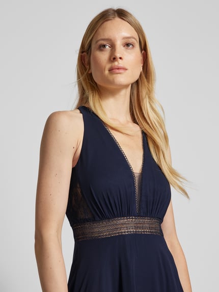VM by Vera Mont Abendkleid mit tiefem V-Ausschnitt Dunkelblau 3
