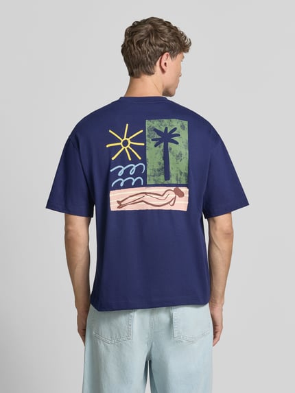 Selected t-shirt o kroju relaxed fit z czystej bawełny model 'NORMAN' Granatowy 5