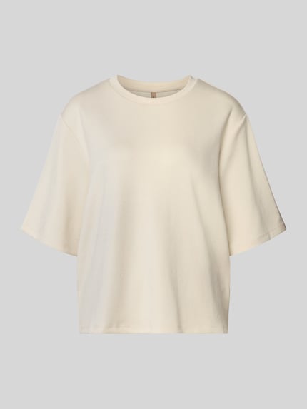 Produktfoto, T-Shirt mit Rundhalsausschnitt von Soyaconcept, Damen T-Shirt im Relaxed-Fit, Material-Mix mit Modal-Anteil, cremefarben