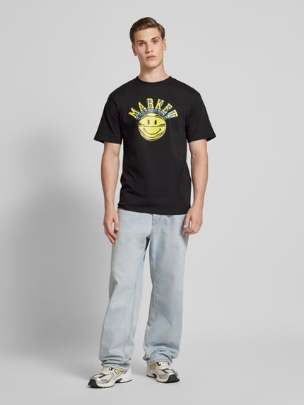 MARKET T-Shirt mit Rundhalsausschnitt Modell 'SMILEY' Black 1