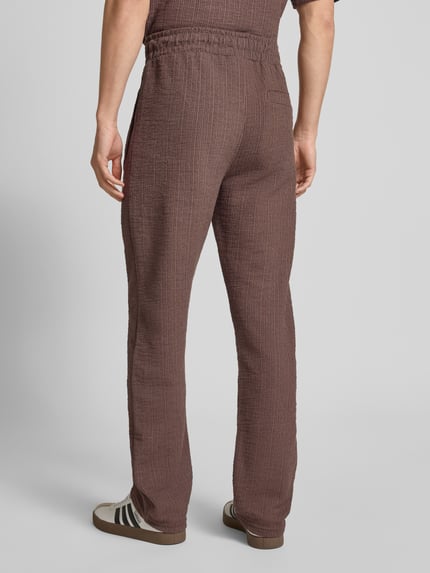 PEGADOR Regular fit sweatpants met structuurmotief, model 'Libco' Donkerbruin - 5