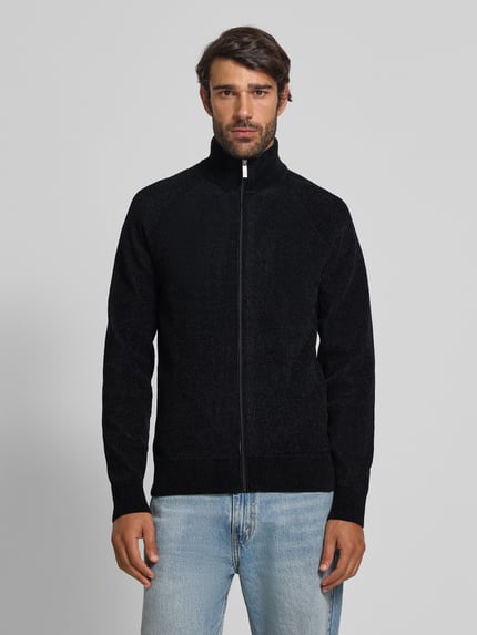 Jake*s Studio Men Strickjacke mit Stehkragen Black 4