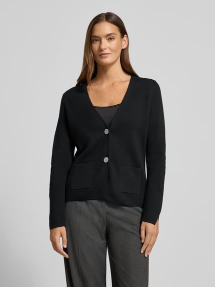 Christian Berg Woman Loose Fit Strickjacke mit V-Ausschnitt Black 4