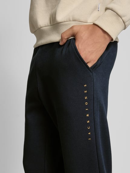 JACK & JONES Sweatpants met elastische band en tunnelkoord, model 'GORDON' Donkerblauw - 3