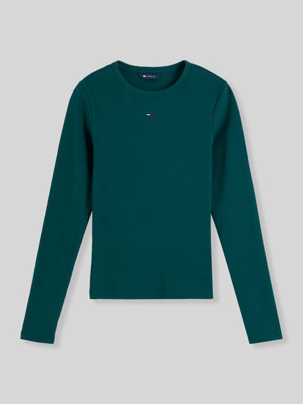 Tommy Jeans Slim Fit Langarmshirt aus Baumwoll-Mix  Dunkelgruen 2
