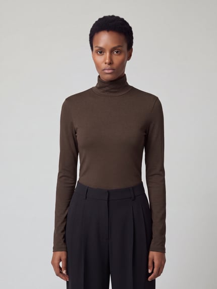 s.Oliver RED LABEL Sweter z golfem dżersej jakość Ciemnobrązowy 4