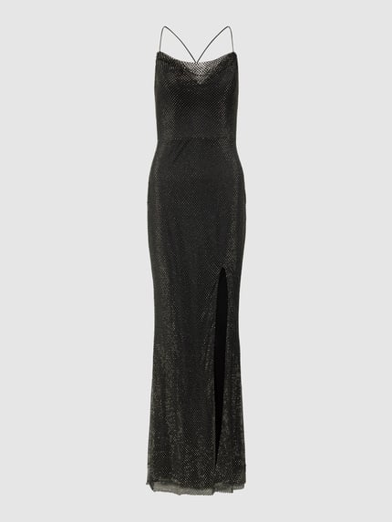 LUXUAR FASHION Abendkleid aus Netzstoff mit Ziersteinbesatz Black 2